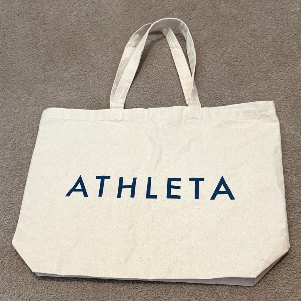 Athleta Off-White Tote with Navy Logo